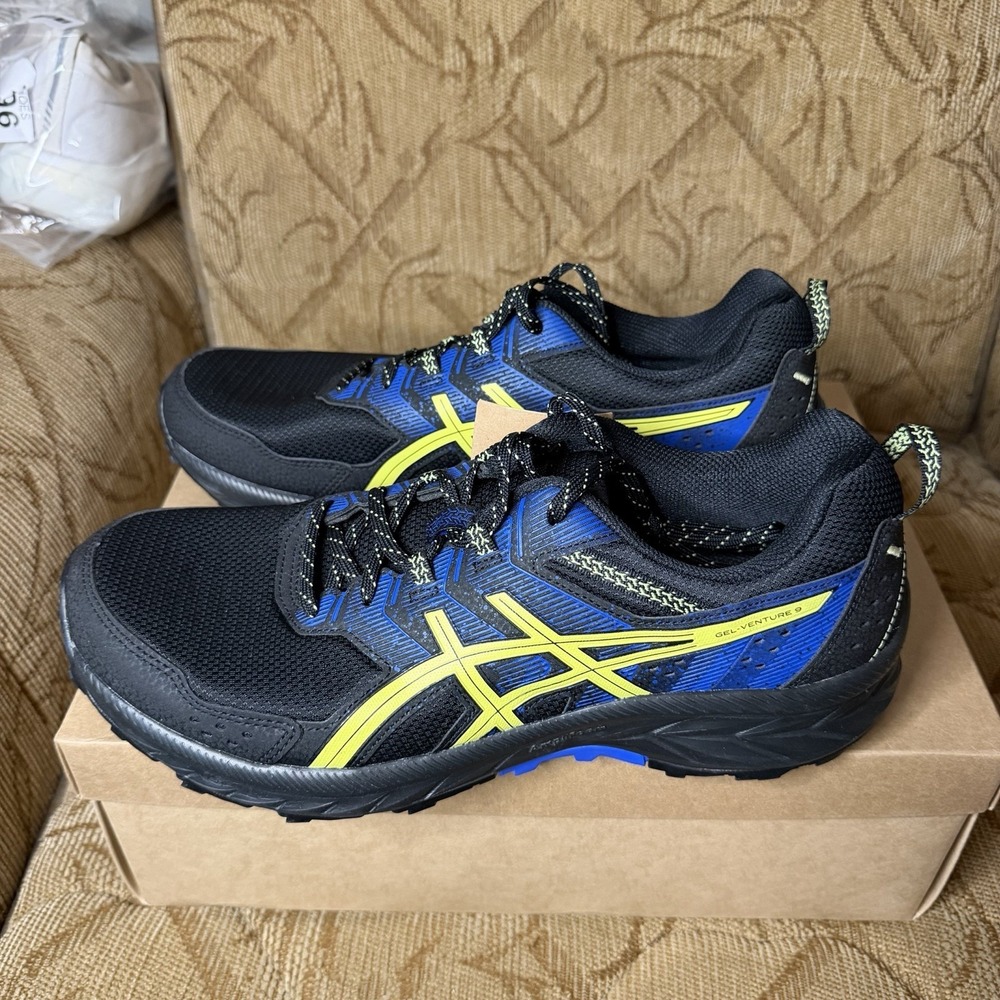 ASICS Men's Gel-Venture 9 Trail Running Shoes, 12 US Black/Glow Yellow New!